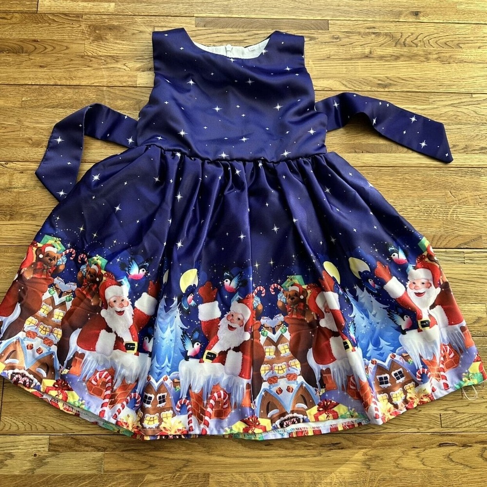 Girls Christmas Dress Fancy Santa  Christmas Formal Dress Festival Girls Party D